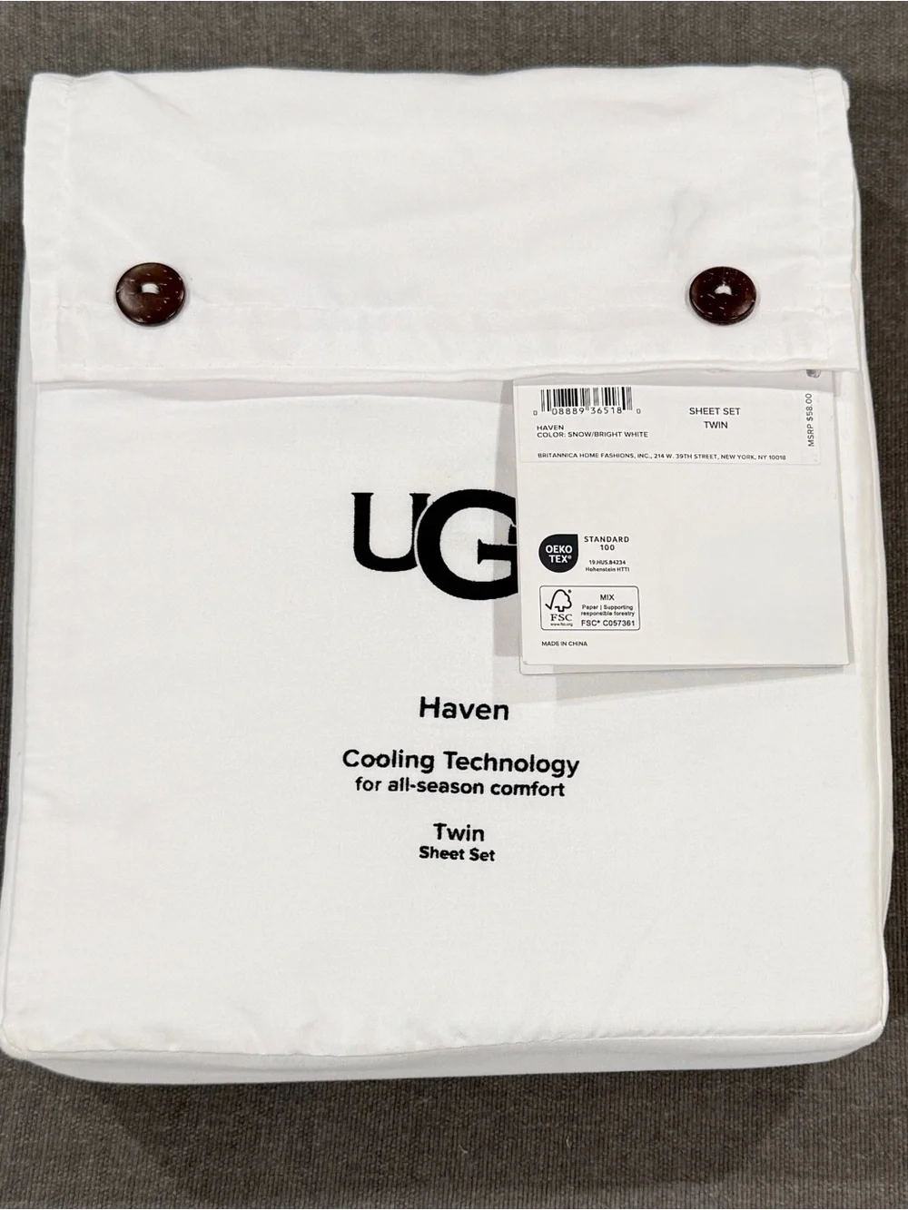 UGG Snow White Twin Sheet Set